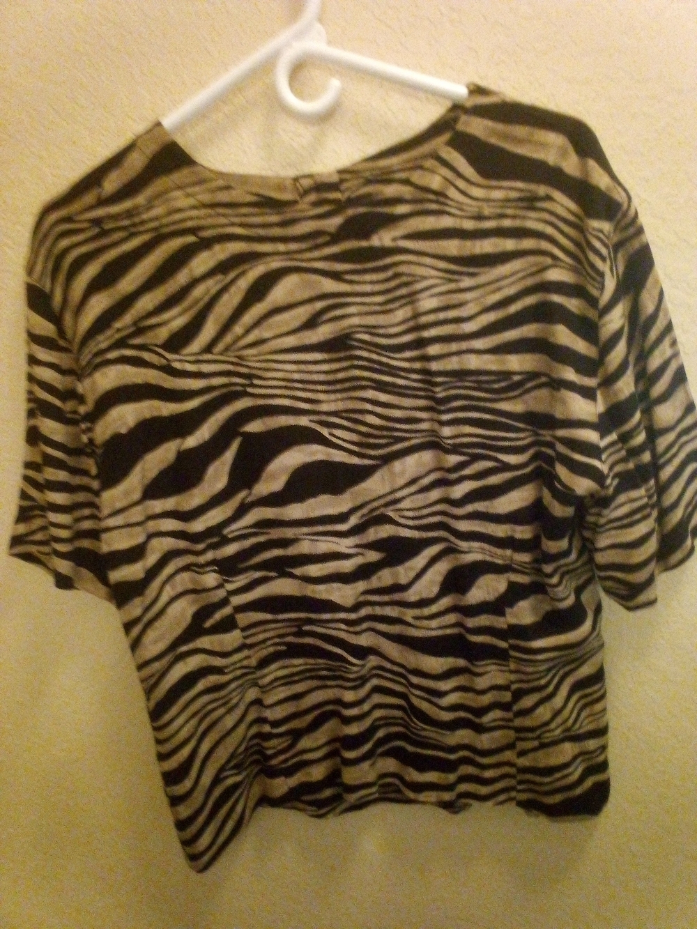 Women's Zebra Print Short Sleeve Top and skirt- Black and Cream